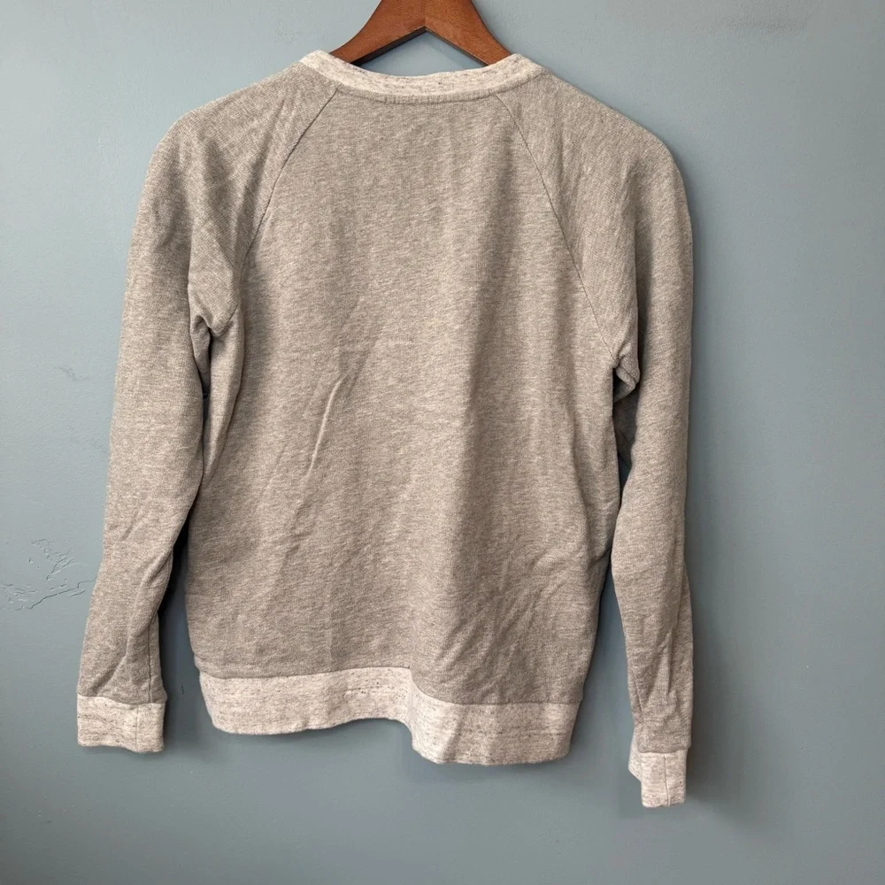 J.Crew Ribbed Wool Front Mixed Media Sweatshirt Pullover Gray Small